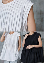 Load image into Gallery viewer, French White Oversized Wrinkled Cotton Tanks Sleeveless