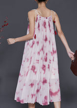 Load image into Gallery viewer, French White Tie Dye Chiffon Spaghetti Strap Dress Beach Dress Summer