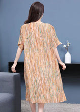 Load image into Gallery viewer, French Yellow O Neck Print Patchwork Chiffon Mid Dress Summer