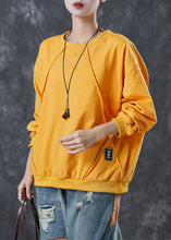 Load image into Gallery viewer, French Yellow Oversized Cotton Pullover Sweatshirt Spring