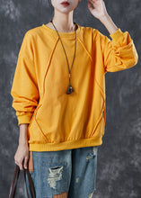 Load image into Gallery viewer, French Yellow Oversized Cotton Pullover Sweatshirt Spring