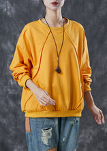 Load image into Gallery viewer, French Yellow Oversized Cotton Pullover Sweatshirt Spring