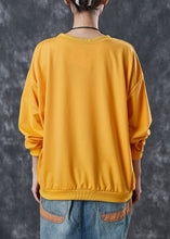 Load image into Gallery viewer, French Yellow Oversized Cotton Pullover Sweatshirt Spring