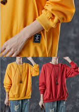 Load image into Gallery viewer, French Yellow Oversized Cotton Pullover Sweatshirt Spring