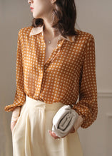 Load image into Gallery viewer, French Yellow Peter Pan Collar Dot Chiffon Blouse Spring