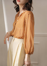 Load image into Gallery viewer, French Yellow Peter Pan Collar Dot Chiffon Blouse Spring