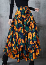 Load image into Gallery viewer, French Yellow Print Exra Large Hem Chiffon Skirt Spring