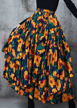 Load image into Gallery viewer, French Yellow Print Exra Large Hem Chiffon Skirt Spring