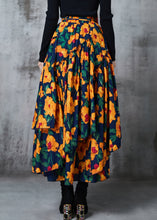 Load image into Gallery viewer, French Yellow Print Exra Large Hem Chiffon Skirt Spring