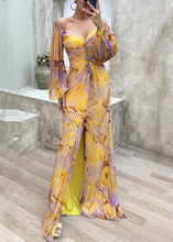 Load image into Gallery viewer, French Yellow Wrinkled Zircon Cotton Maxi Dresses Spring