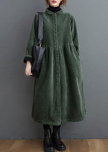 Load image into Gallery viewer, French blackish green corduroy coats Inspiration thick Cinched women coats ( Limited Stock)