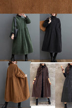 Load image into Gallery viewer, French blackish green corduroy coats Inspiration thick Cinched women coats ( Limited Stock)