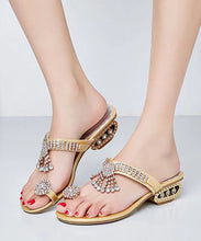 Load image into Gallery viewer, Gold Zircon Flip Flops Slide Sandals New Style Bohemia