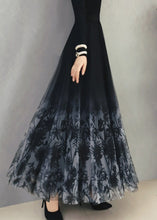 Load image into Gallery viewer, Gradient Color Black Print High Waist Tulle A Line Skirt Spring