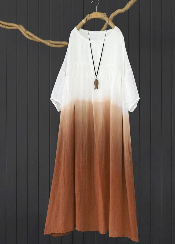 Gradient Color Brown Cozy Holiday Maxi Dress Summer