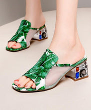 Load image into Gallery viewer, Green Breathable Mesh Splicing Zircon Slide Sandals