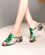 Load image into Gallery viewer, Green Breathable Mesh Splicing Zircon Slide Sandals