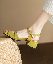 Load image into Gallery viewer, Green Chunky Heel Faux Leather Chic Sandals Peep Toe