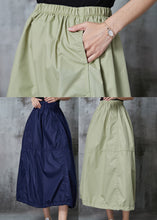 Load image into Gallery viewer, Green Cotton Skirt Elastic Waist Drawstring Summer