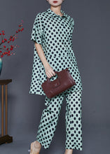 Load image into Gallery viewer, Green Dot Print Cotton 2 Piece Outfit Oversized Summer