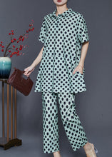 Load image into Gallery viewer, Green Dot Print Cotton 2 Piece Outfit Oversized Summer