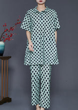 Load image into Gallery viewer, Green Dot Print Cotton 2 Piece Outfit Oversized Summer