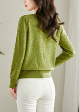 Load image into Gallery viewer, Green Embroidered Button Solid Knit Cardigans Fall