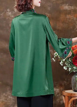 Load image into Gallery viewer, Green Embroidered Patchwork Silk Shirts Spring