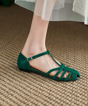 Load image into Gallery viewer, Green Hollow Out Buckle Strap Splicing Retro Walking Sandals