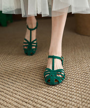 Load image into Gallery viewer, Green Hollow Out Buckle Strap Splicing Retro Walking Sandals