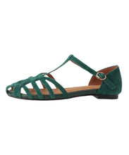 Load image into Gallery viewer, Green Hollow Out Buckle Strap Splicing Retro Walking Sandals