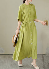 Load image into Gallery viewer, Green O-Neck Button Maxi Dresses Summer