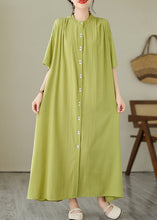 Load image into Gallery viewer, Green O-Neck Button Maxi Dresses Summer