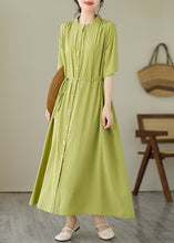 Load image into Gallery viewer, Green O-Neck Button Maxi Dresses Summer