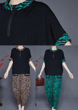 Load image into Gallery viewer, Green Patchwork Cotton Two Pieces Set Oversized Summer