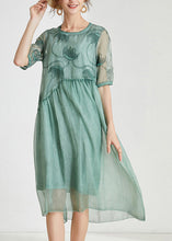 Load image into Gallery viewer, Green Patchwork Solid Chiffon Maxi Dress Summer