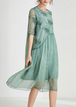 Load image into Gallery viewer, Green Patchwork Solid Chiffon Maxi Dress Summer