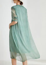 Load image into Gallery viewer, Green Patchwork Solid Chiffon Maxi Dress Summer