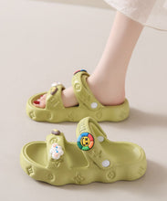 Load image into Gallery viewer, Green Platform Casual Decorated Splicing Beach Slide Sandals