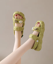 Load image into Gallery viewer, Green Platform Casual Decorated Splicing Beach Slide Sandals