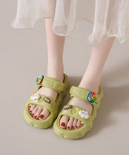 Load image into Gallery viewer, Green Platform Casual Decorated Splicing Beach Slide Sandals