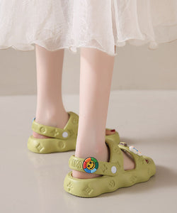 Green Platform Casual Decorated Splicing Beach Slide Sandals