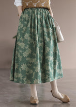 Load image into Gallery viewer, Green Pockets Print Linen Skirt Wrinkled Spring