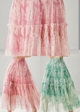 Load image into Gallery viewer, Green Print Chiffon Beach Skirt Ruffled Spring