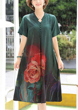 Load image into Gallery viewer, Green Print Cozy Silk Long Dress Summer