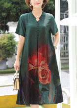 Load image into Gallery viewer, Green Print Cozy Silk Long Dress Summer