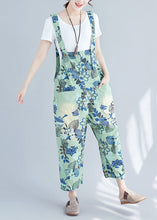 Load image into Gallery viewer, Green Print Patchwork Jumpsuits Wide Leg Denim Spring