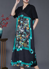 Load image into Gallery viewer, Green Print Silk Oriental Dresses Tasseled Summer