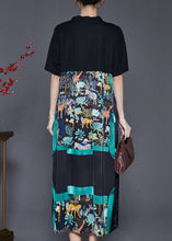 Load image into Gallery viewer, Green Print Silk Oriental Dresses Tasseled Summer