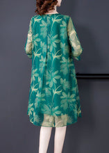 Load image into Gallery viewer, Green Print Tulle Dresses O Neck Half Sleeve